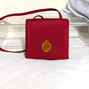 Vintage RALPH LAUREN Crossbody Wallet/Purse, Red W/Gold Emblem, Casual, Timeless